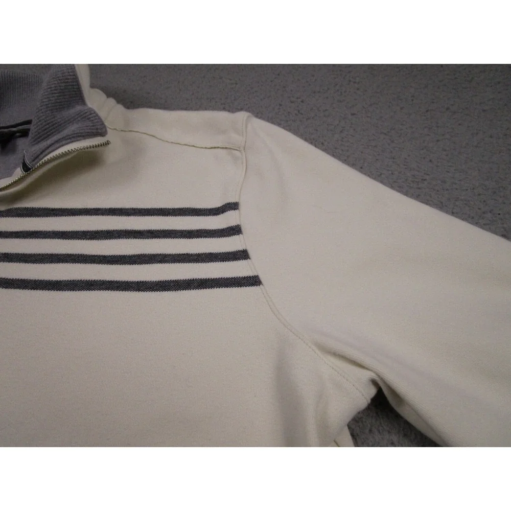 Banana Republic Sweater Mens XL Beige Preppy Casual Stripes‎ Long Sleeve 1/4 Zip